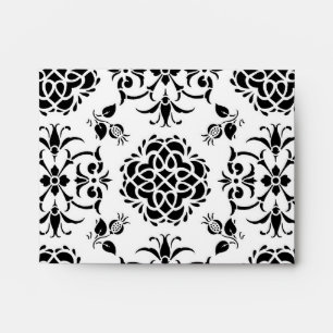 Enveloppe Style floral damassé vintage noir et blanc