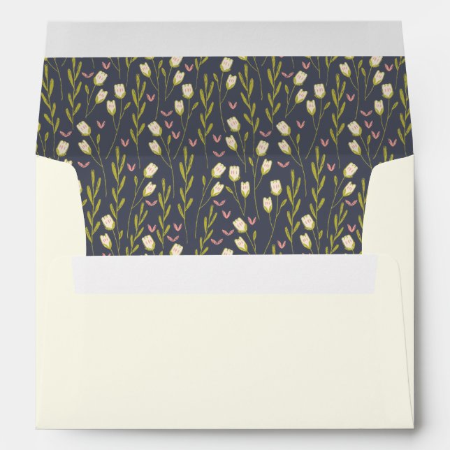 Enveloppe Stylé Floral Simple préimprimé Adresse de retour (Dos (Bas))