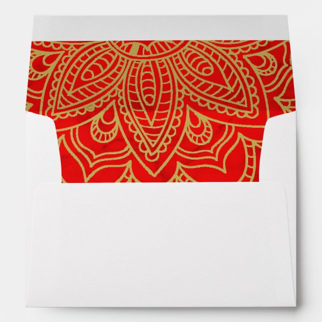 Enveloppe Style indien Rouge or couleur mariage élégant (Dos (Bas))