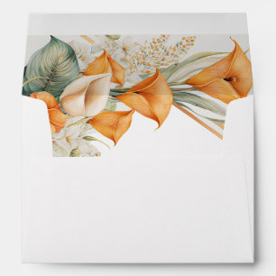 Enveloppe Style moderne orange et ivoire Calla Lily RSVP