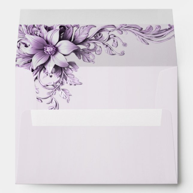 Enveloppe Stylish Purple Flowers Envelope (Dos (Bas))
