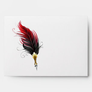 Enveloppe Stylo rouge en plumes avec nib or