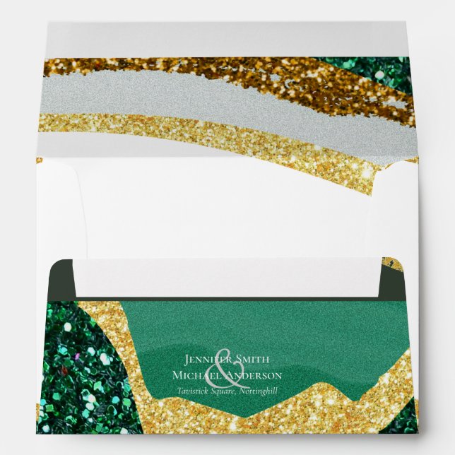Enveloppe Sublime Emerald Green Gold Mariage (Dos (Bas))
