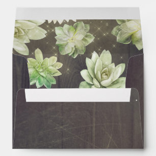 Enveloppe Succulents et bois rustique