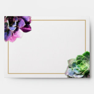 Enveloppe Succulents violets avec Mariage de ligne de bronza