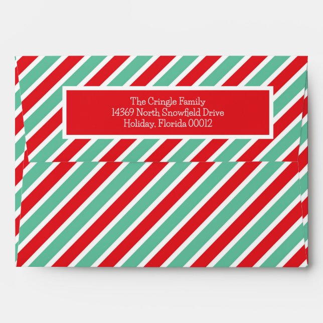 Enveloppe Sucre de canne Bande verte et rouge Noël (Dos (Haut rabat))