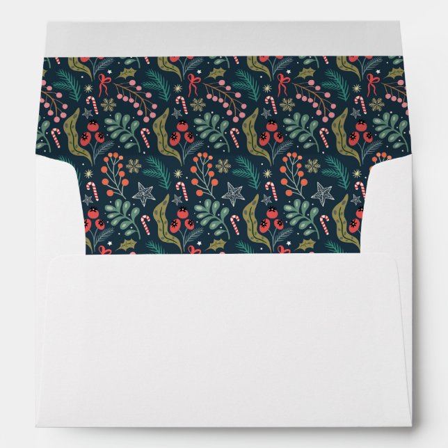 Enveloppe Sucre de canne festif et Holly Motif (Dos (Bas))