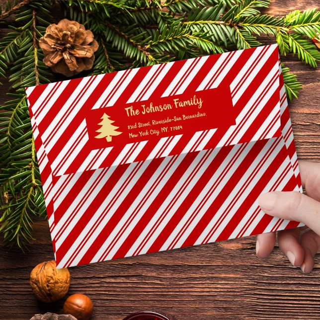 Enveloppe Sucre de canne Stripes Noël Fête de Noël (Candy Cane Stripes Christmas Party Holiday Mailing Envelope)