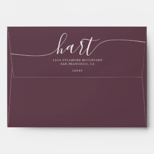 Enveloppe Suggérer Purple avec White Script Adresse de retou