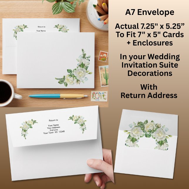 Enveloppe Suite de Mariage A7 Size Cobalt Blue & White Roses (Créateur téléchargé)