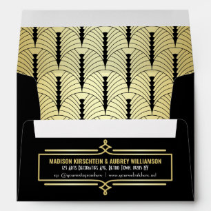 Enveloppe Suite Mariage Art Déco Matching Gold Black Elegant