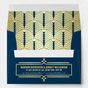Enveloppe Suite Mariage Art Déco Matching Gold Blue Elegant