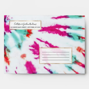 Enveloppe Summer Artsy Girly Neon Turquoise Pink Tie Dye Mot