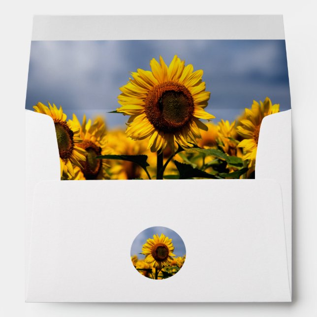 Enveloppe Sunflower Blue Sky Russe 5x7 Faire-part de mariage (Dos (Bas))
