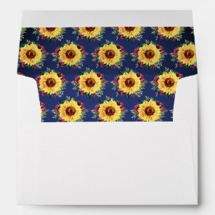 Enveloppe Sunflower Bourgogne Rose Marine Mariage bleu