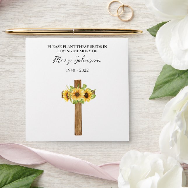 Enveloppe Sunflower Cross Seed Packet Funeral Envelope (Wedding)
