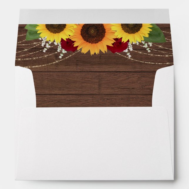 Enveloppe Sunflower Red Roses Mariage Inviter Retour Adresse (Dos (Bas))