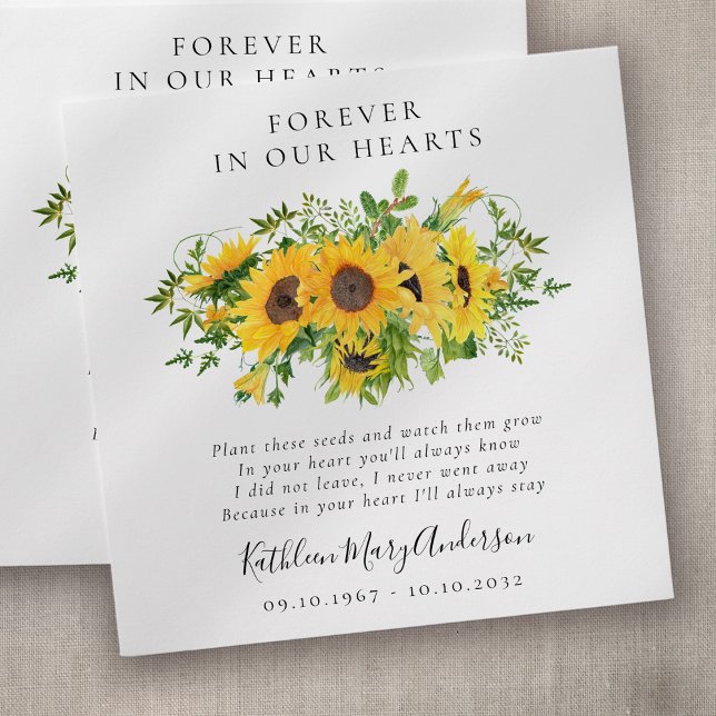 Enveloppe Sunflower Seed Packet Memorial Funeral (Créateur téléchargé)