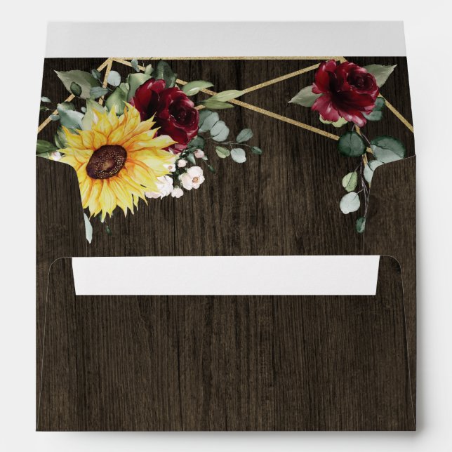 Enveloppe Sunflowers Bourgogne Rose Russe Mariage géométriqu (Dos (Bas))