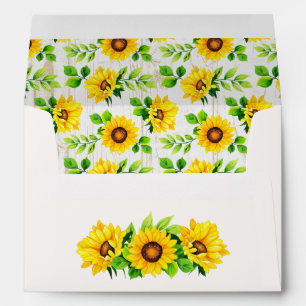 Enveloppe Sunflowers & Rustic Wood Motif Party Invitation