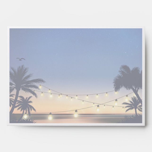 Enveloppe Sunset Beach Palm Tree String Lights 5x7 Invitatio (Devant)