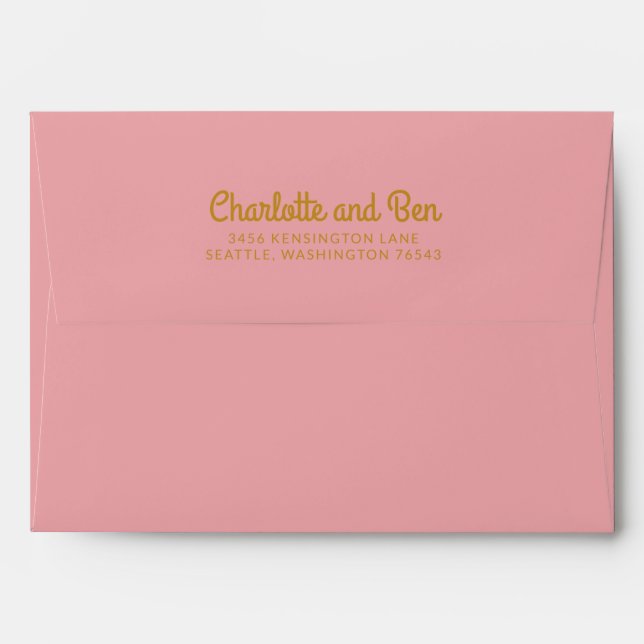 Enveloppe Super 60s les années 70 Rose Mustard Mariage Adres (Dos (Haut rabat))
