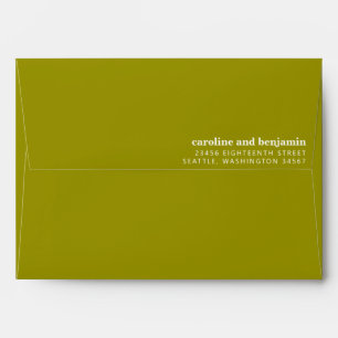 Enveloppe Super Retro 60s Fleurs Olive Green Mariage