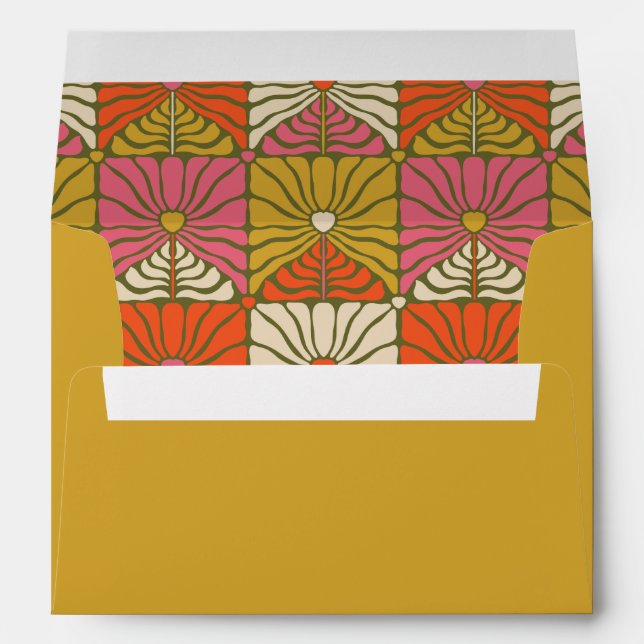 Enveloppe Super Retro Orange Fête des mariées Botanique Jaun (Dos (Bas))