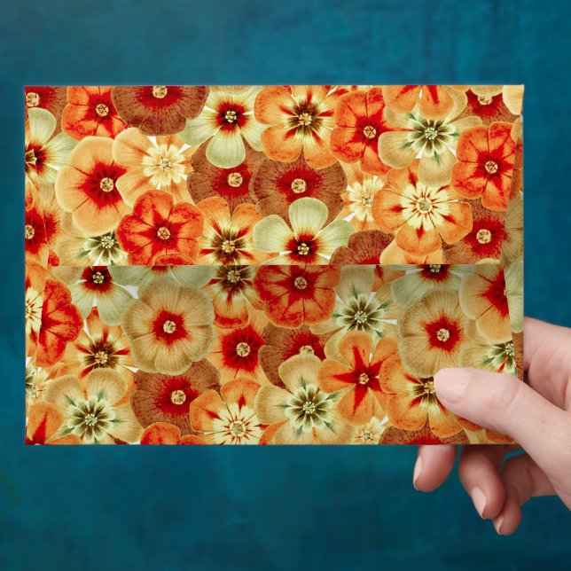 Enveloppe Super Retro Orange Hippie Fleurs Motif (Hand)