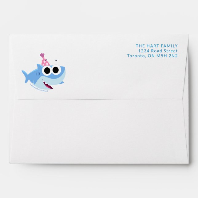 Enveloppe Super simple | Finny Shark Confetti Anniversaire (Dos (Haut rabat))