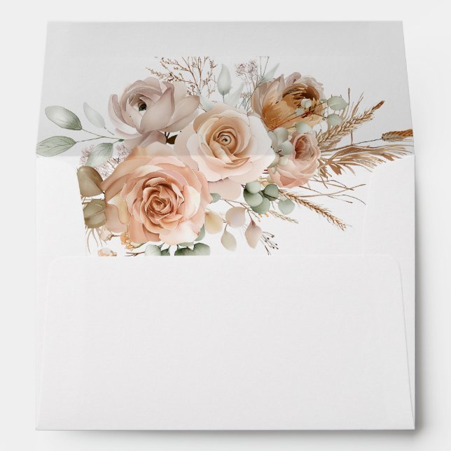 Enveloppe Superbe Boho Floral Mariage (Dos (Bas))