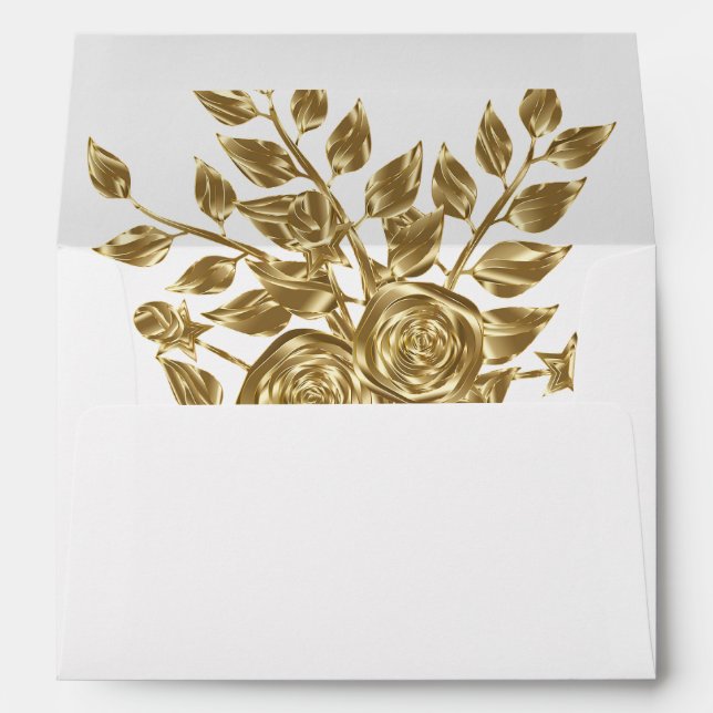 Enveloppe Superbe Mariage Rose or (Dos (Bas))