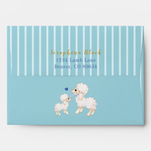 Enveloppe Sweet Blue Boy Lamb Baby shower Invitation