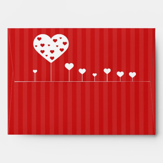 Enveloppe Sweet Lovely Romantique Rouge Coeurs blancs (Dos (Haut rabat))