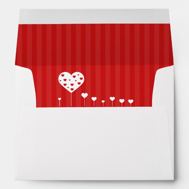 Enveloppe Sweet Lovely Romantique Rouge Coeurs blancs (Dos (Bas))