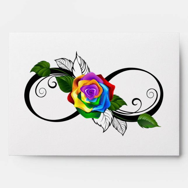 Enveloppe Symbole d'infini avec Rose arc-en-ciel (Devant)