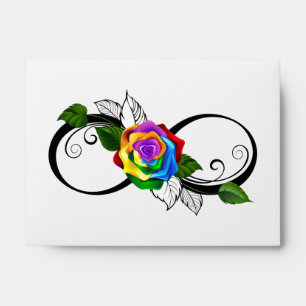 Enveloppe Symbole d'infini avec Rose arc-en-ciel
