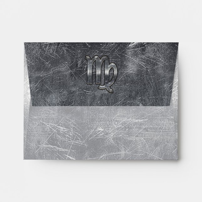 Enveloppe Symbole Virgo Zodiac Grunge Argent Style désaffect (Dos (Haut rabat))
