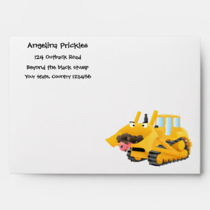 Enveloppe Sympa joli caractère de dessin animé au bulldozer