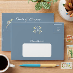 Enveloppe Symphonie florale intemporelle en Mariage bleu