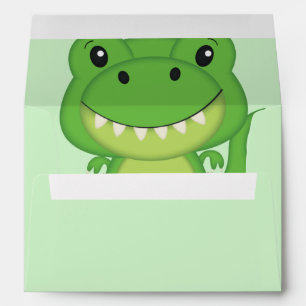 Enveloppe T-Rex Dinosaur Baby shower vert