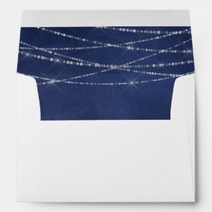 Enveloppe Tableau bleu et guirlande de lumières blanches