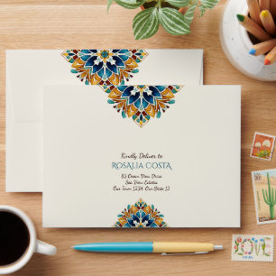Enveloppe Talavera azulejo tuile vintage mariage mexicain