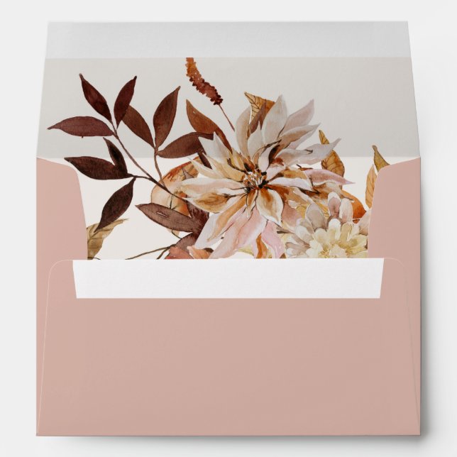 Enveloppe TALIA Boho Automne Floral Dusty Rose Blush Rose (Dos (Bas))