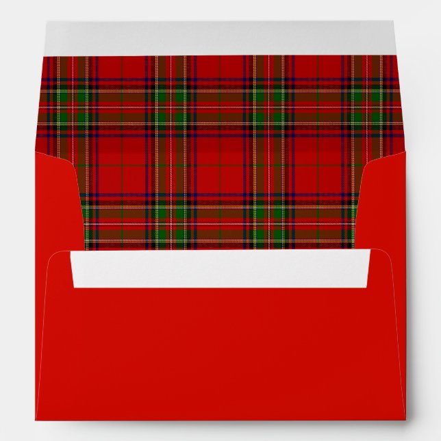 Enveloppe Tartan à carreaux rouge et vert de Noël (Dos (Bas))
