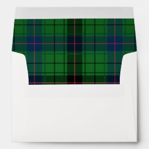 Enveloppe Tartan Clan Davidson Carreaux Vert Noir Bleu