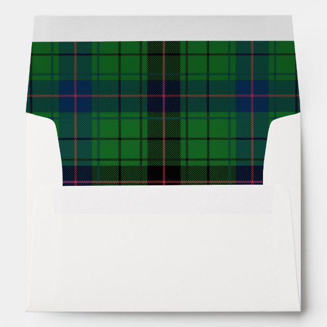 Enveloppe Tartan Clan Davidson Plaid vert noir bleu (Dos (Bas))