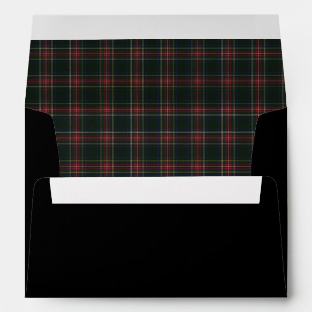 Enveloppe Tartan Écossais Moderne Stewart Noir (Dos (Bas))