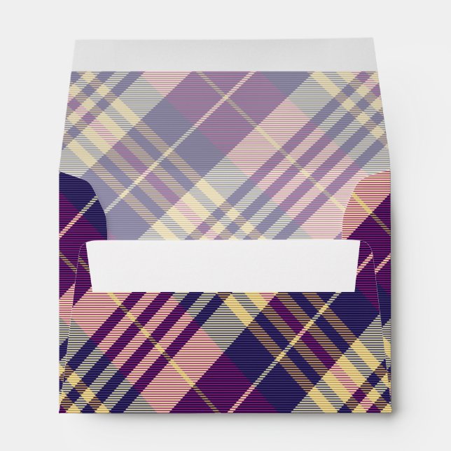 Enveloppe Tartan mauve, or et bleu (Dos (Bas))