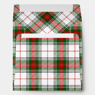 Enveloppe tartan Stuart / Stewart blanc rouge vert carreaux